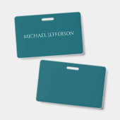 Badge Own Name Plain Dark Teal Color Personalized Custom (Avant & arrière)