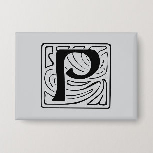 Badge P monogramme noir