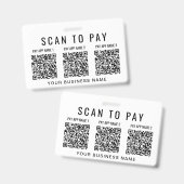Badge Paiement par numérisation d'entreprise 3 codes QR (Avant & arrière)