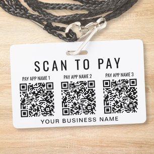 Badge Paiement par numérisation d'entreprise 3 codes QR