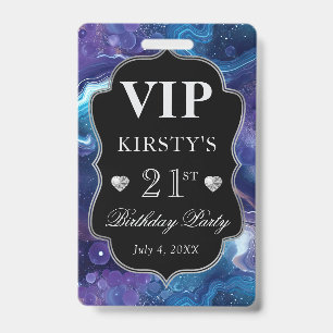 Badge Pailleté Céleste Bleu Violet Agate Anniversaire VI