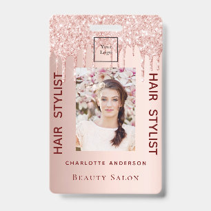 Badge Paillettes or rose gold photo coiffeur salon de be