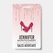 Badge Paillettes roses modernes et talons hauts (Arrière)