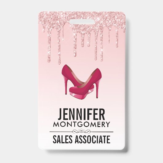 Badge Paillettes roses modernes et talons hauts (Avant)