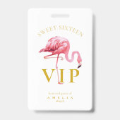 Badge Palmier Flamant Tropical Doux 16 ID922 (Avant)