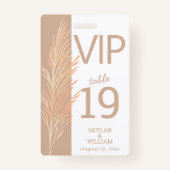 Badge Pampas Grass Mariage Fun VIP Creative Place Card (Devant)