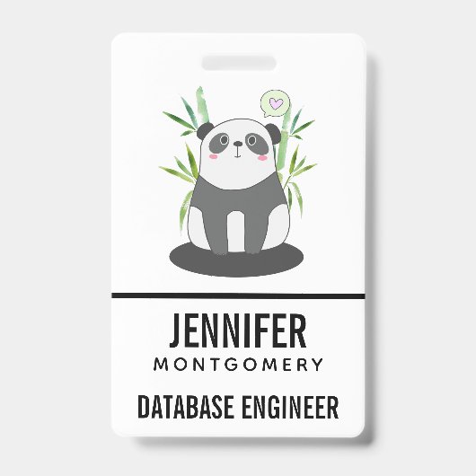 Badge Panda noir et blanc mignonne en Bambou (Face)