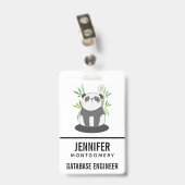 Badge Panda noir et blanc mignonne en Bambou (Dos avec clip)