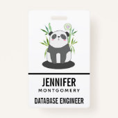 Badge Panda noir et blanc mignonne en Bambou (Devant)