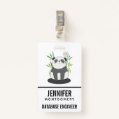 Badge Panda noir et blanc mignonne en Bambou (Devant avec clip)