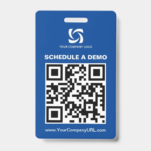 Badge Panneau de salon professionnel avec code QR bleu (Avant)