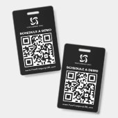 Badge Panneau de salon professionnel avec code QR noir (Avant & arrière)