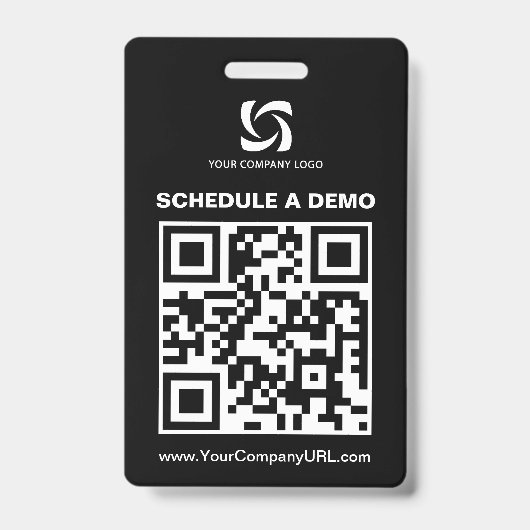 Badge Panneau de salon professionnel avec code QR noir (Avant)