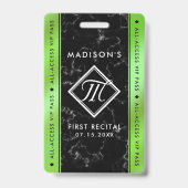 Badge Papier alu vert citron élégant sur marbre noir pou (Back)