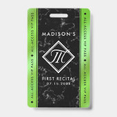 Badge Papier alu vert citron élégant sur marbre noir pou (Front)