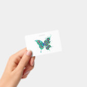 Badge Papillon aux plumes de paon vert (Manuel / portable)