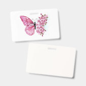Badge Papillon de fleurs avec Sakura rose (Avant & arrière)