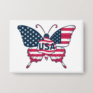Badge Papillon Drapeau USA Fierté Américaine Patriotique