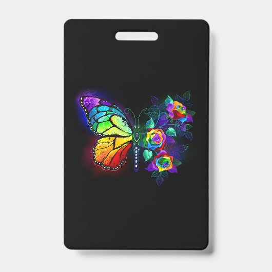 Badge Papillon fleur arc-en-ciel (Avant)