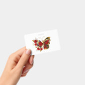 Badge Papillon fleur rouge avec des roses rouges (Manuel / portable)