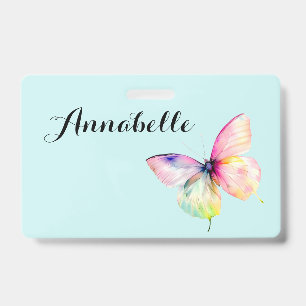 Badge Papillon rose délicat dans des couleurs pastel de 