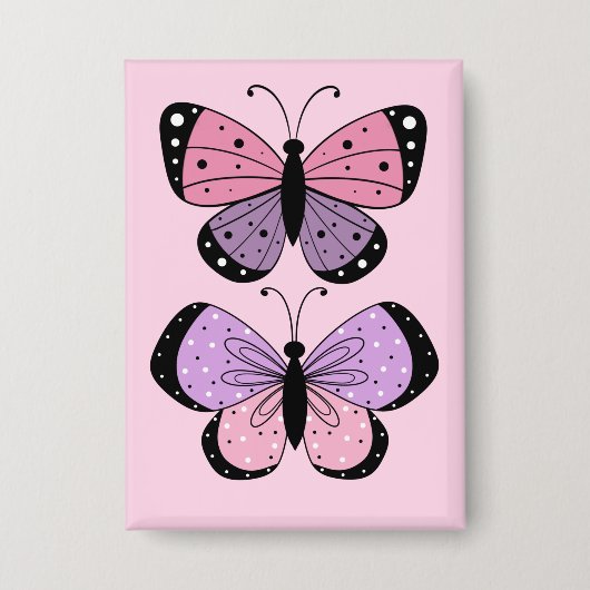 Badge Papillon rose et violet (Recto)