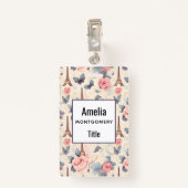 Badge Papillon Tour Eiffel et Motif Rose (Dos avec clip)