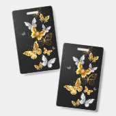 Badge Papillons blancs et dorés (Avant & arrière)