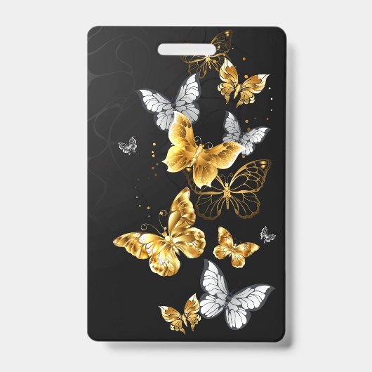 Badge Papillons blancs et dorés (Avant)