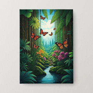 Badge Papillons dans une jungle luxuriante