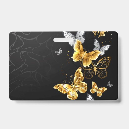 Badge Papillons dorés et blancs (Avant)