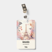 Badge Papillons et fleurs de la Tour Eiffel (Arrière avec clip)