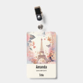 Badge Papillons et fleurs de la Tour Eiffel (Avant avec clip)