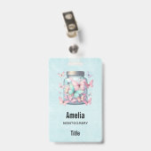 Badge Papillons Fantaisistes dans un Pot (Arrière avec clip)