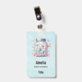 Badge Papillons Fantaisistes dans un Pot (Avant avec clip)