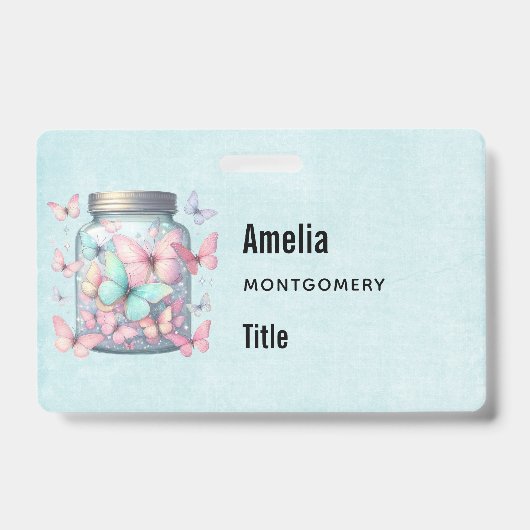 Badge Papillons Fantaisistes dans un Pot (Avant)