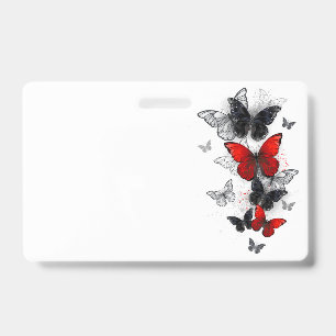 Badge Papillons noirs et rouges volants