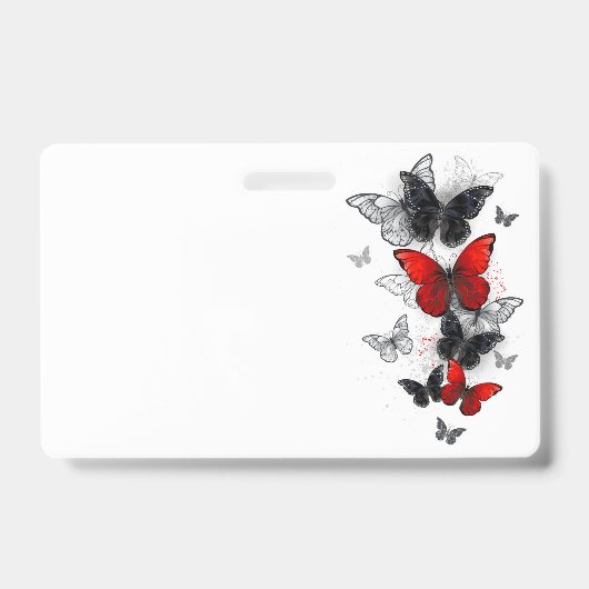 Badge Papillons noirs et rouges volants (Avant)