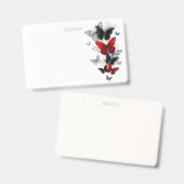Badge Papillons noirs et rouges volants (Avant & arrière)