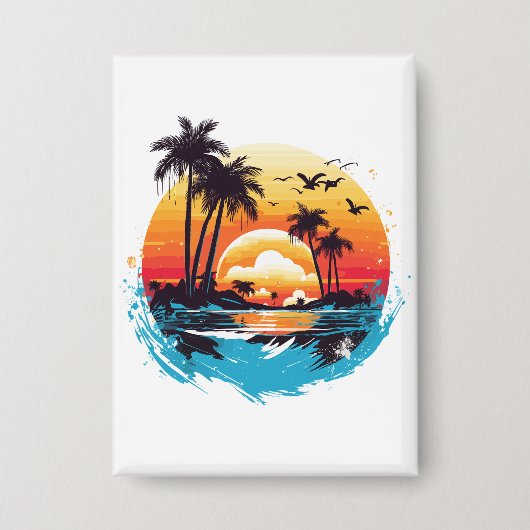 Badge Paradis du coucher de soleil tropical (Recto)