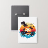 Badge Paradis du coucher de soleil tropical (Recto/Verso)
