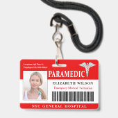 Badge Paramédic| ID photo de l'employé Médicale de l'hôp (Face avec cordon)