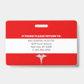 Badge Paramédic| ID photo de l'employé Médicale de l'hôp (Dos)