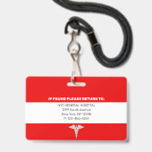 Badge Paramédic| ID photo de l'employé Médicale de l'hôp (Dos avec cordon)