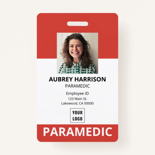 Badge Paramedic Simple Photo ID (Devant)