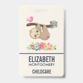 Badge Paresseux marron mignon suspendu à l'envers (Arrière)