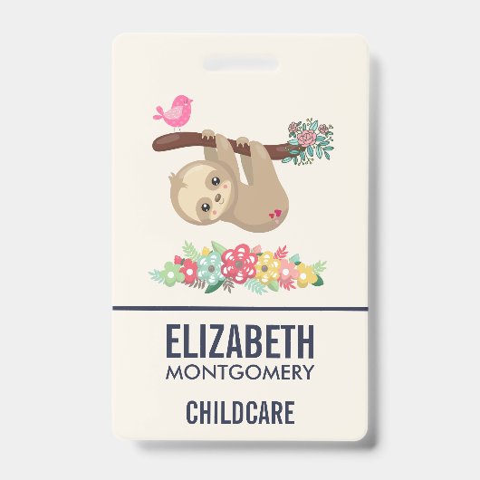 Badge Paresseux marron mignon suspendu à l'envers (Avant)