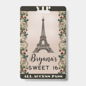 Badge Paris Rose Vignes Rose Pink Tour Eiffel Pass VIP (Arrière)