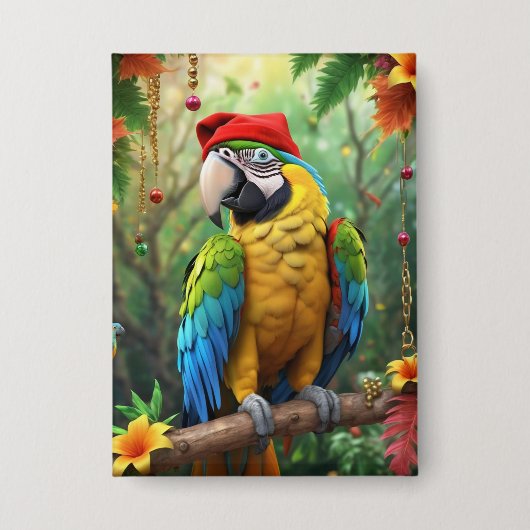 Badge Parrot de Noël Comme Père Noël-76349 (Recto)