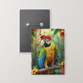 Badge Parrot de Noël Comme Père Noël-76349 (Recto/Verso)